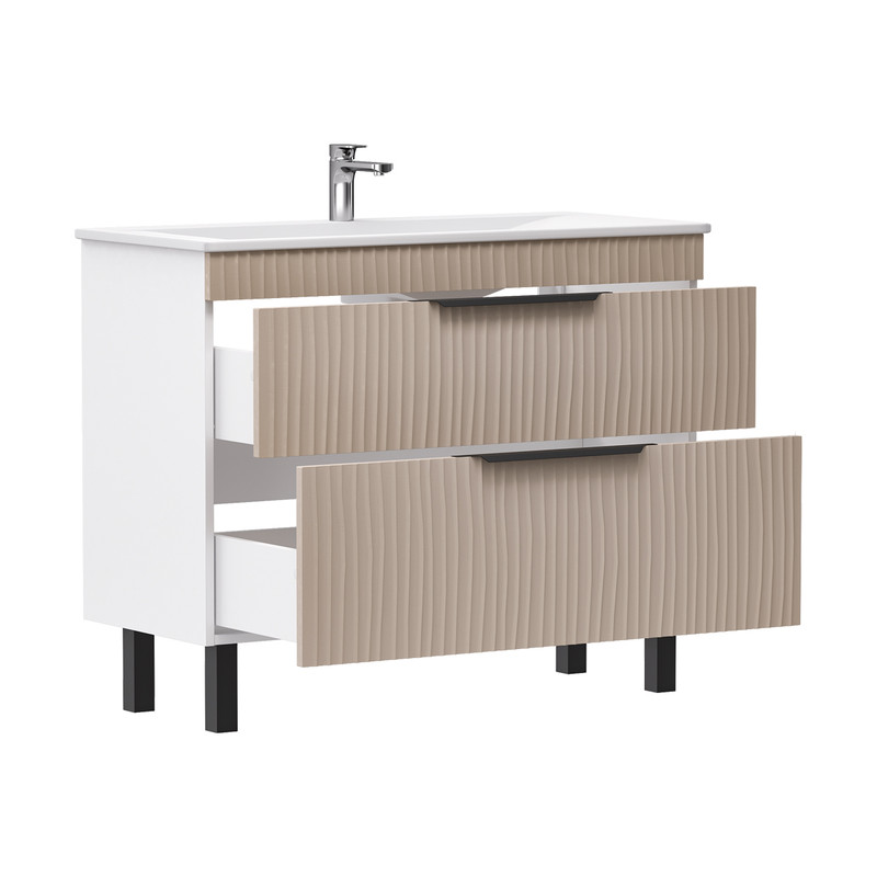 Тумба Lotti 100, напольная 2 ящ., латте (под раковину Pulsus 100), VOLNA