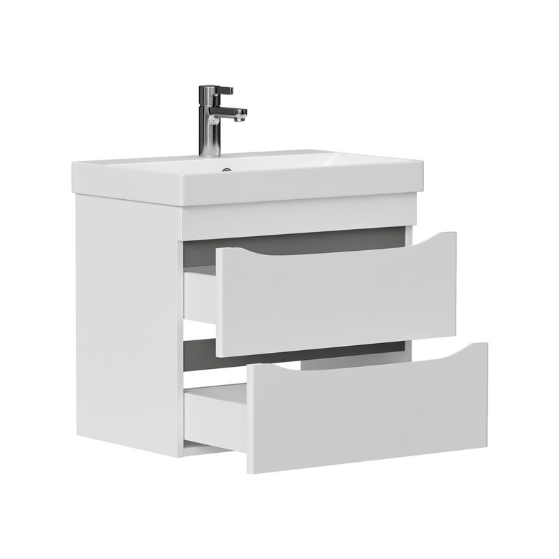 Тумба Lake 60, подвесная 2 ящ., белый/серый оникс (под раковину 9696-60), VOLNA