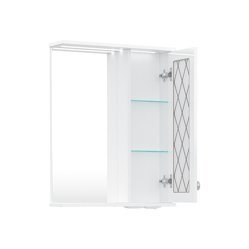 Зеркало-шкаф Milenal 55, с LED подсветкой, подвесной, правый, белый, VOLNA