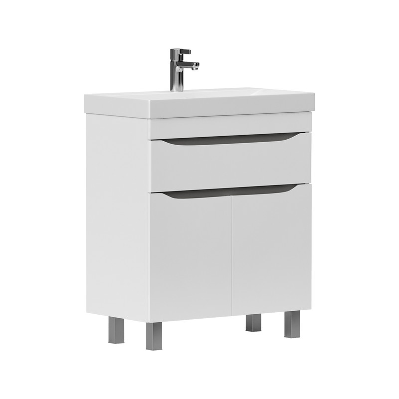 Тумба Lake 60, напольная, 2 дв., 1 ящ., белый/серый оникс (под раковину 9696-60), VOLNA