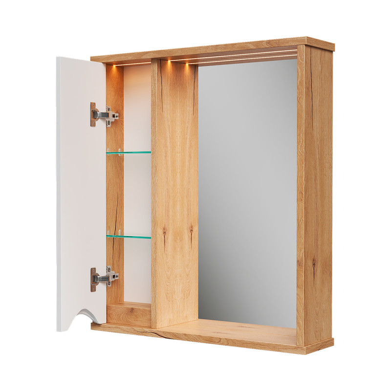 Зеркало-шкаф Barney 60, подвесной, левый, белый/дуб гузон, VOLNA