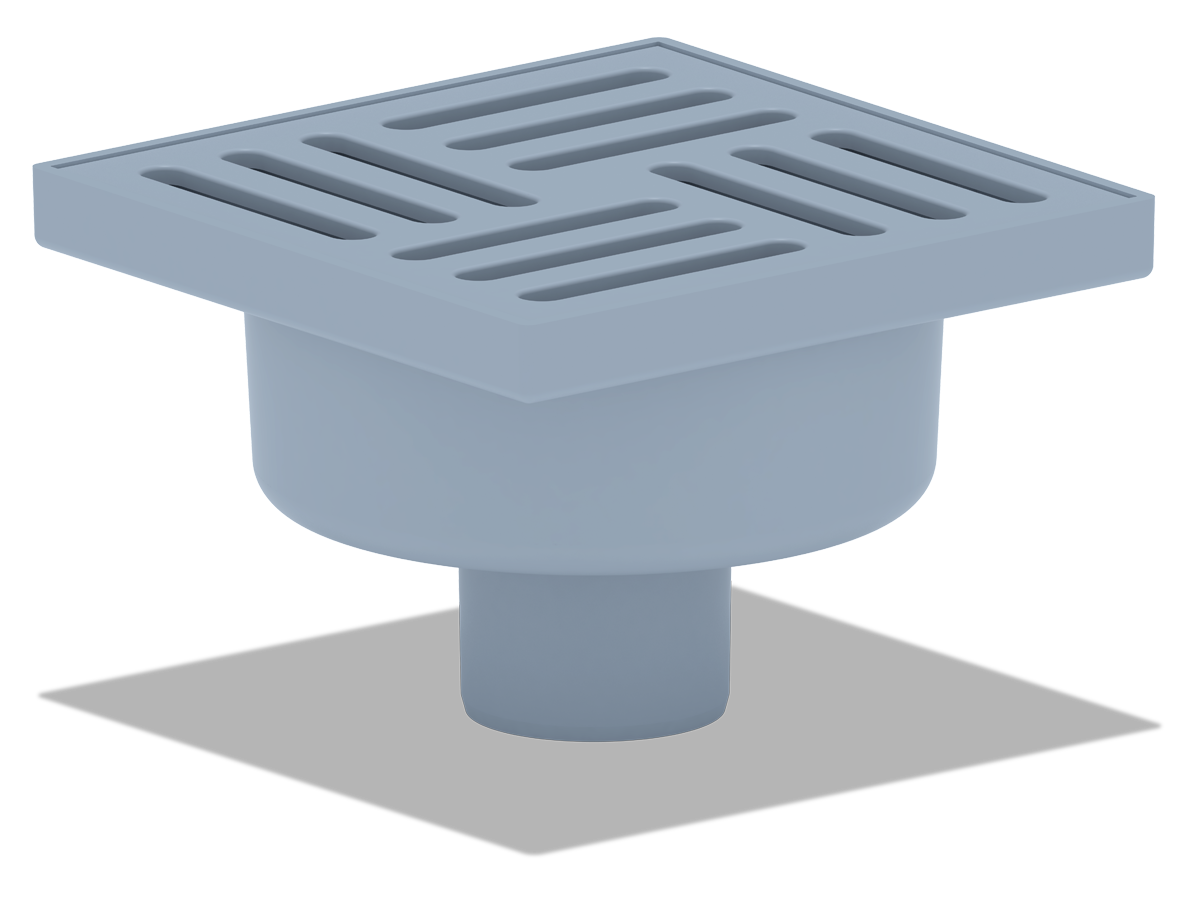 Трап сухой, верт. вып.50 н/рег. решетка пластик 150х150 , ANI PLAST