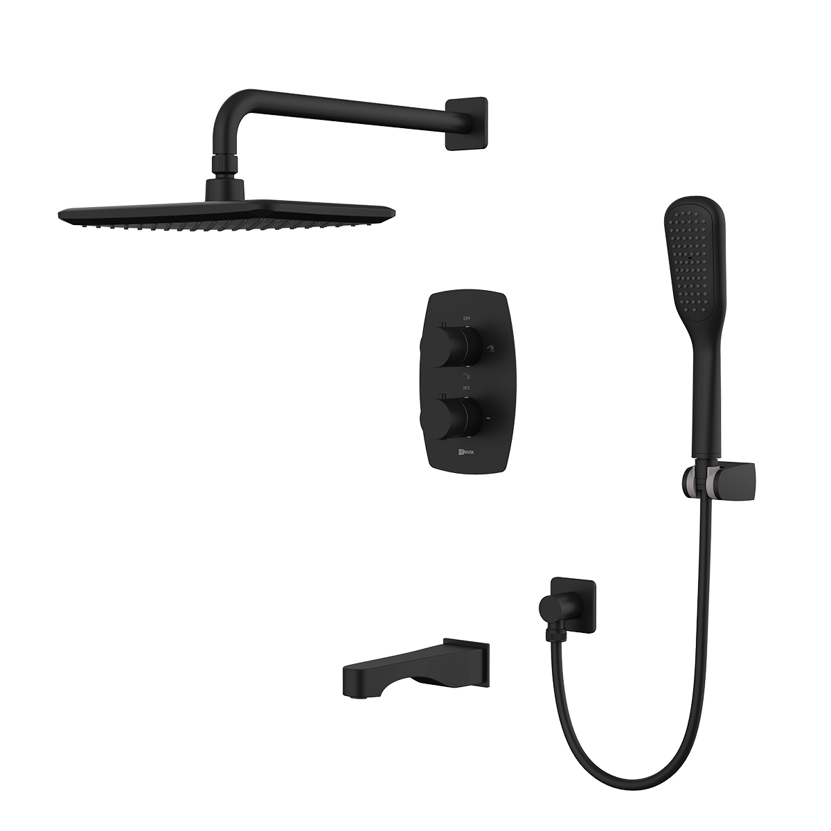 Ursus Смеситель термостатический для ванны и душа, встраиваемый, с доп. 1-ф. лейкой, черный, LM7242B