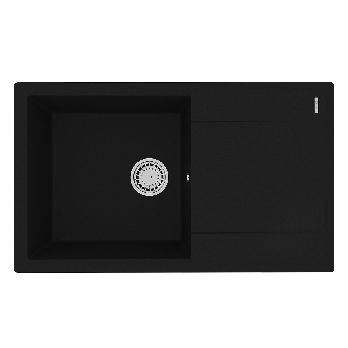 Кухонная мойка Lemark IMANDRA 840 врезная прямоугольная с крылом из кварцгранита, Антрацит 