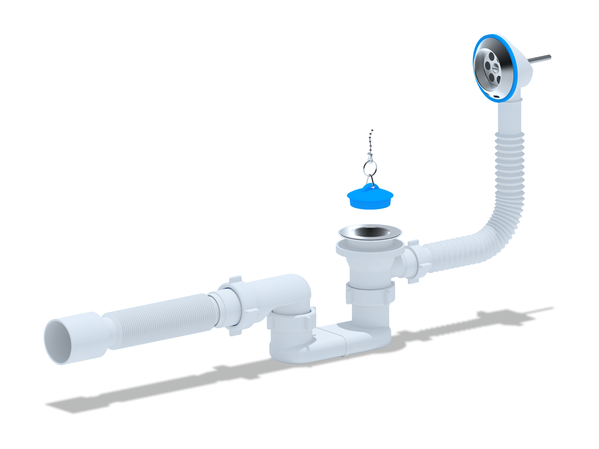 Сифон Ани для ванны с вып/перплоский с трубой 40/50, ANIPLAST