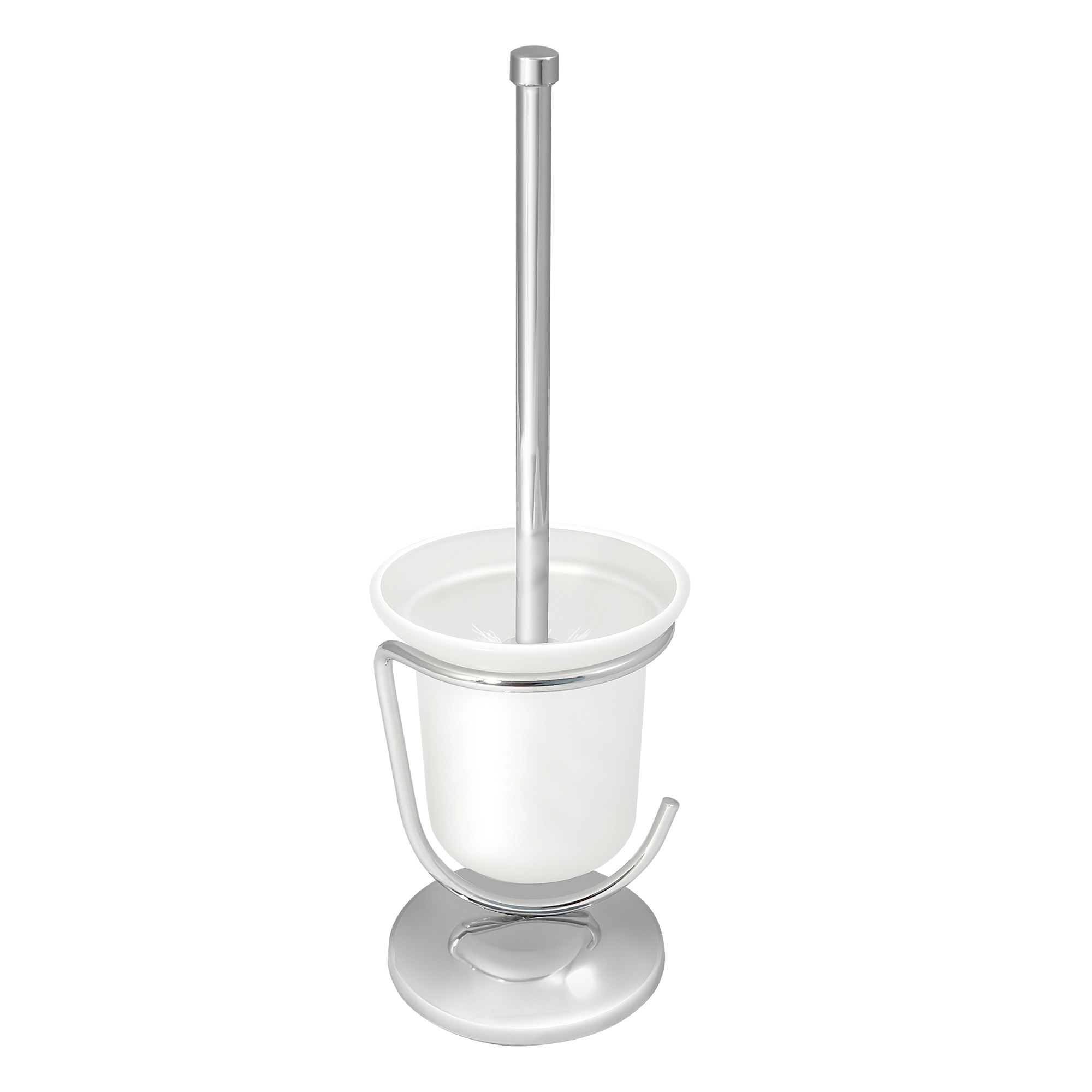 Ершик напольный стеклянный "Solinne", 11061, хром, стекло-сатин, Коллекция Base