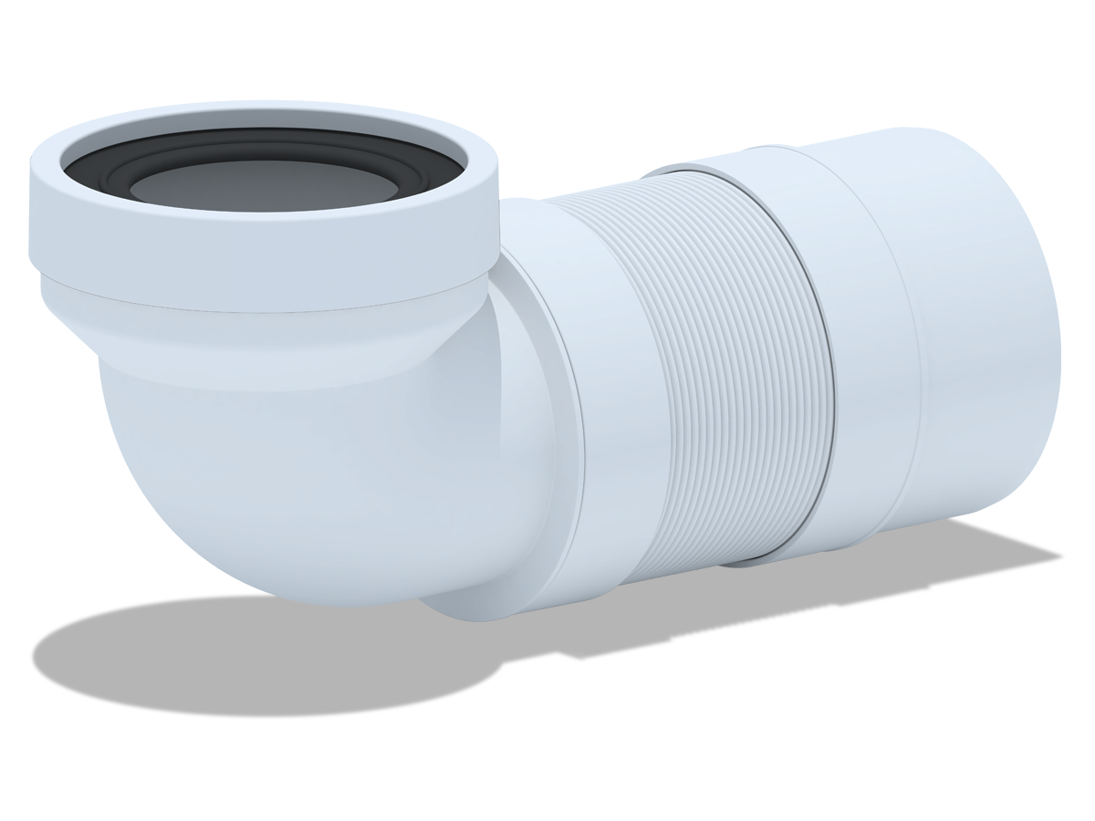 Удлинитель гибкий для унитаза АНИ Пласт K712R угол 90 градусов выпуск 110 мм 250-520 мм