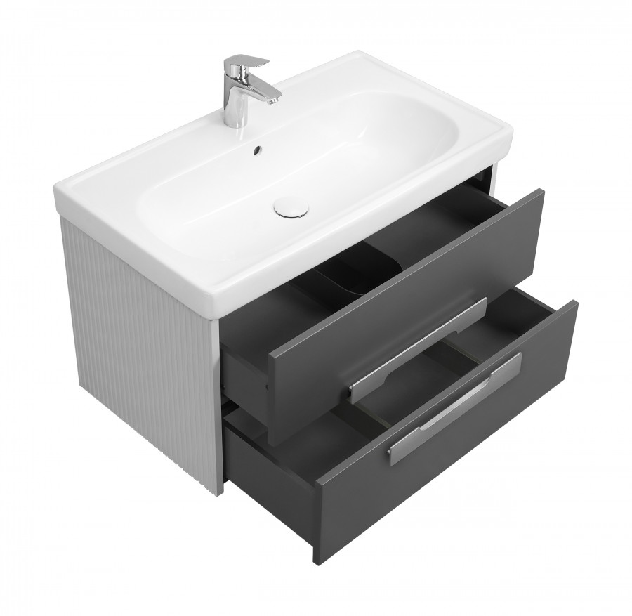 Тумба АР-ДЕКО 85, 2 ящ., серый кобальт (под раковину НЕО КЛАССИК 85)