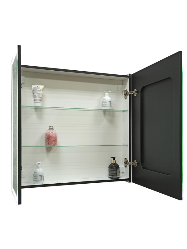 Зеркало-шкаф Mirror Box black Led 800х800