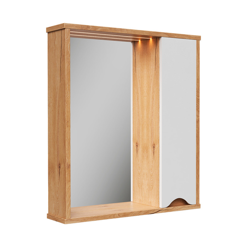 Зеркало-шкаф Barney 60, подвесной, правый, белый/дуб гузон, VOLNA