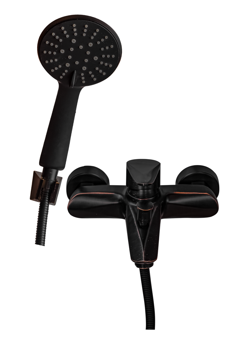 Смеситель для ванны с душем ПРОФСАН ПСМ-301-1 STEEL нержавеющая сталь AISI-304 тип См-ВОРНШлА Черный