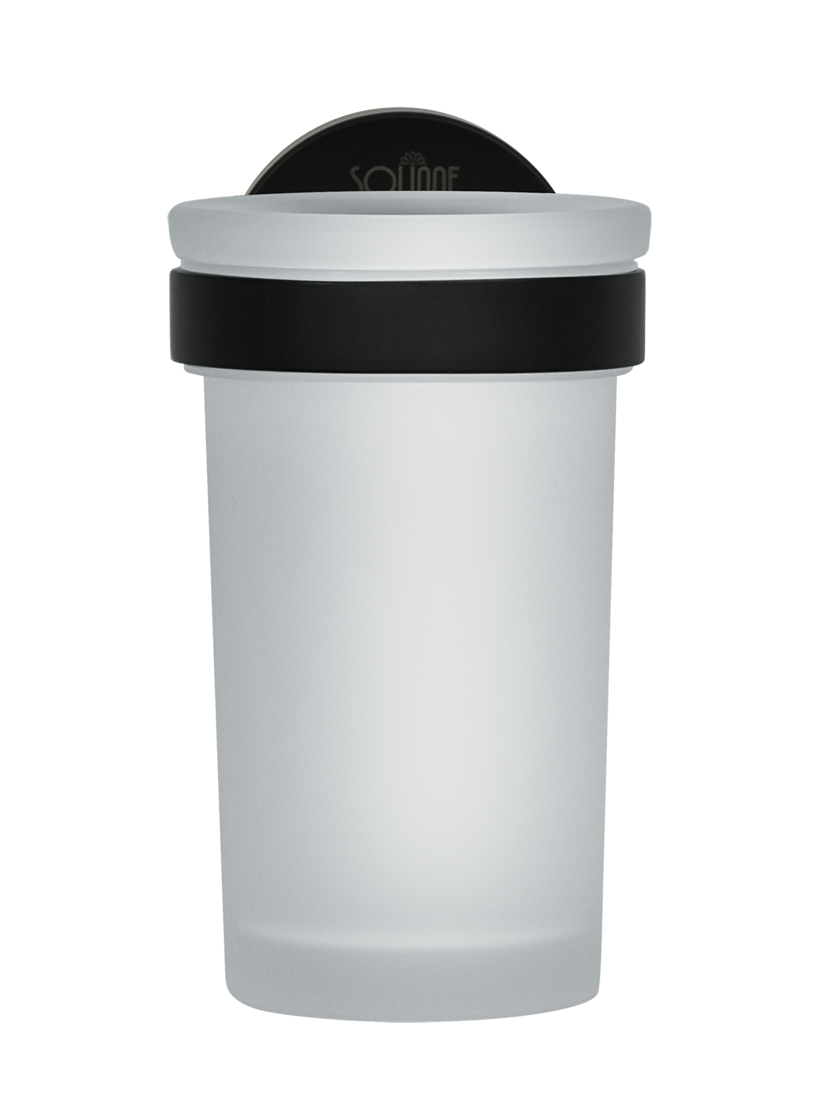 Подстаканник одинарный  "Solinne", сталь, черный матовый, стекло сатин, коллекция Вальс