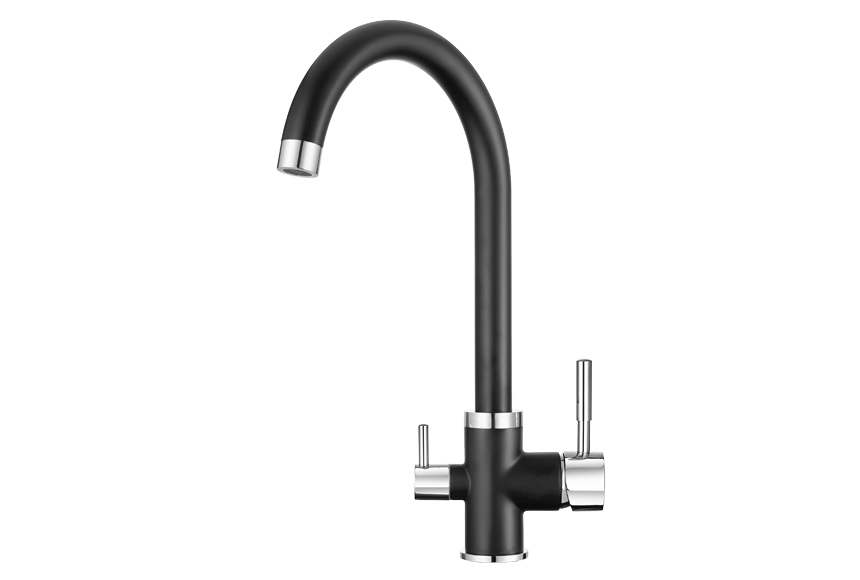 2168, ТУРМАЛИН Смеситель для кухни однорыч., с подкл. для питьевой водычерн., метал., GRANULA