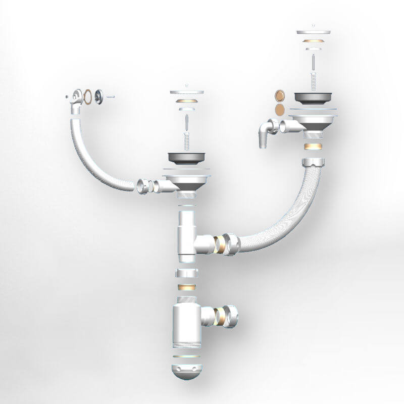 Сифон двойной GRAND 31/2 с круглым переливом и отводом ЭКОНОМ к мойке 8201 (С.Н. 391-11-22)