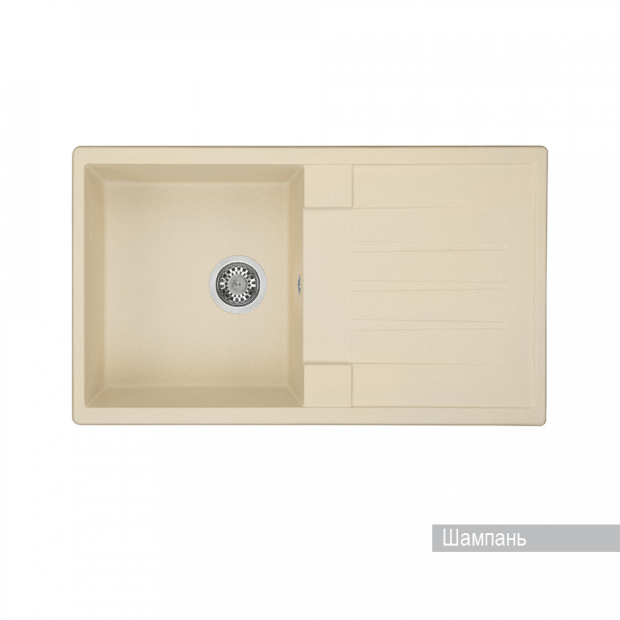 Мойка для кухни  Верона 855x500x210 мм, прямоуг. с крылом, шампань