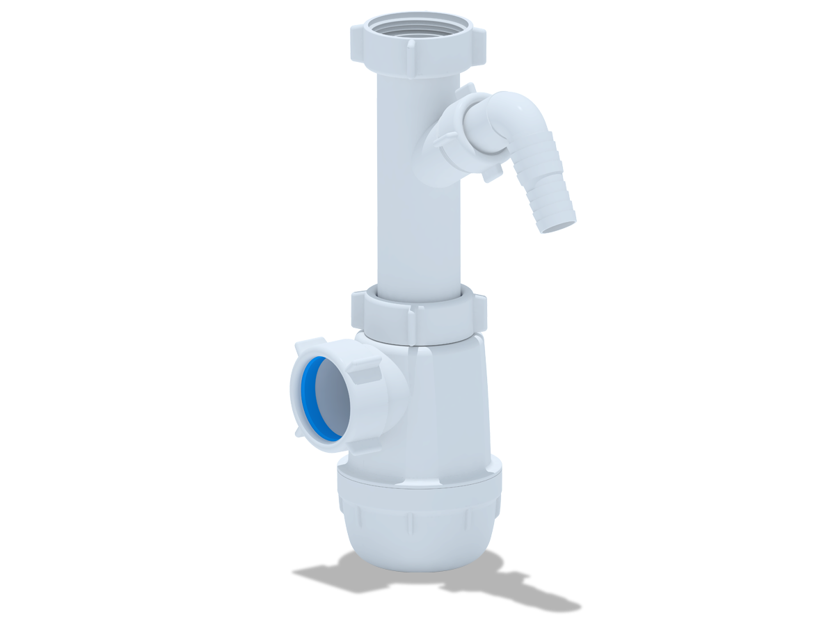 Сифон для мойки АНИ Пласт Грот A1020 1 1/2 дюйма 40 с отводом для стиральной машины без выпуска