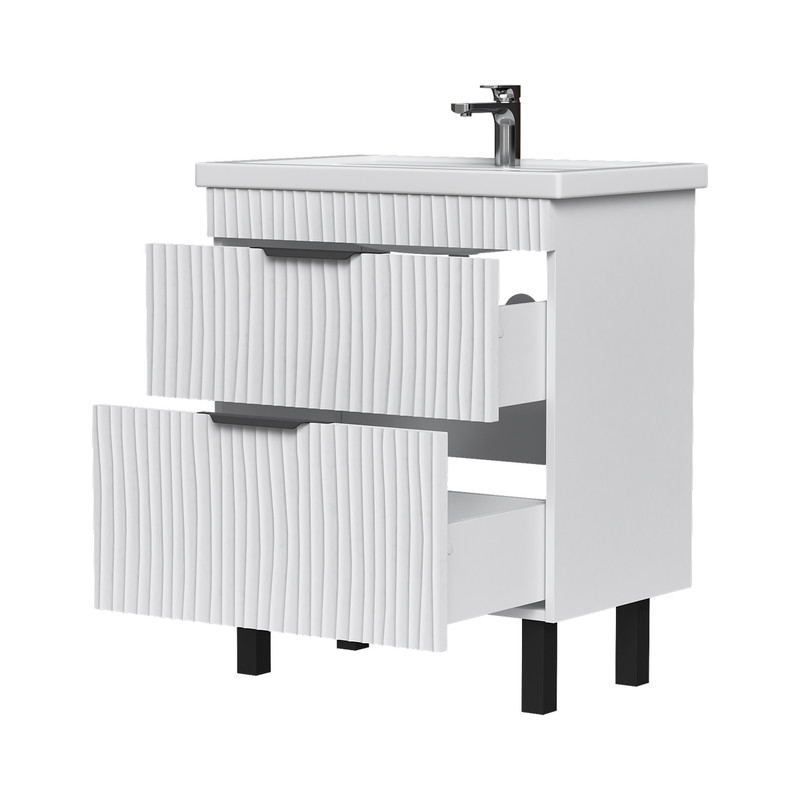 Тумба Lotti 70, напольная 2 ящ., белая (под раковину Миранда 70), VOLNA