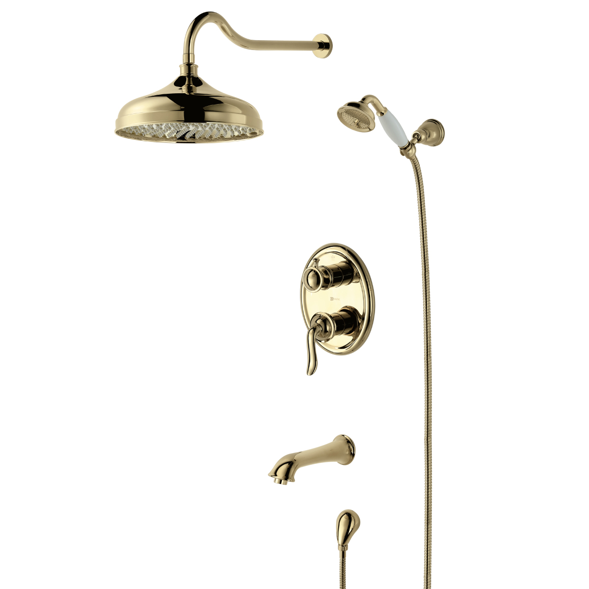 Brava Смеситель для ванны и душа, монолит.излив 170мм верх.лейка встраив., р/ОД, золото, LM, LM4722G