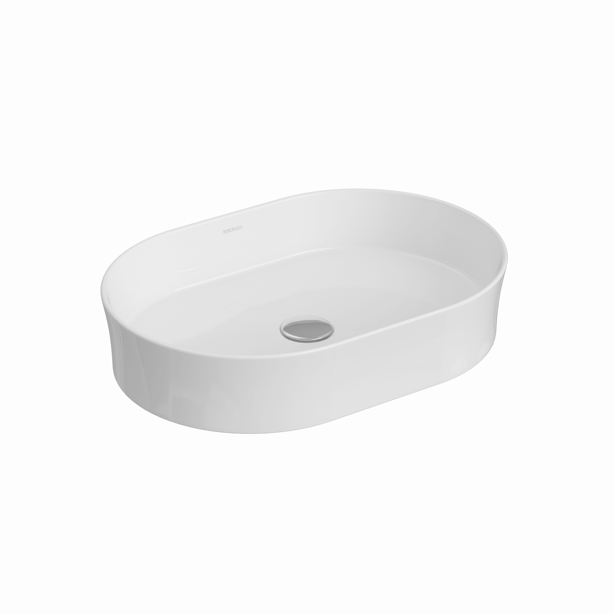 Раковина Ego SL накладная овал, 55x38 см , без отверстия под смеситель, овальная, белый глянец, BERG