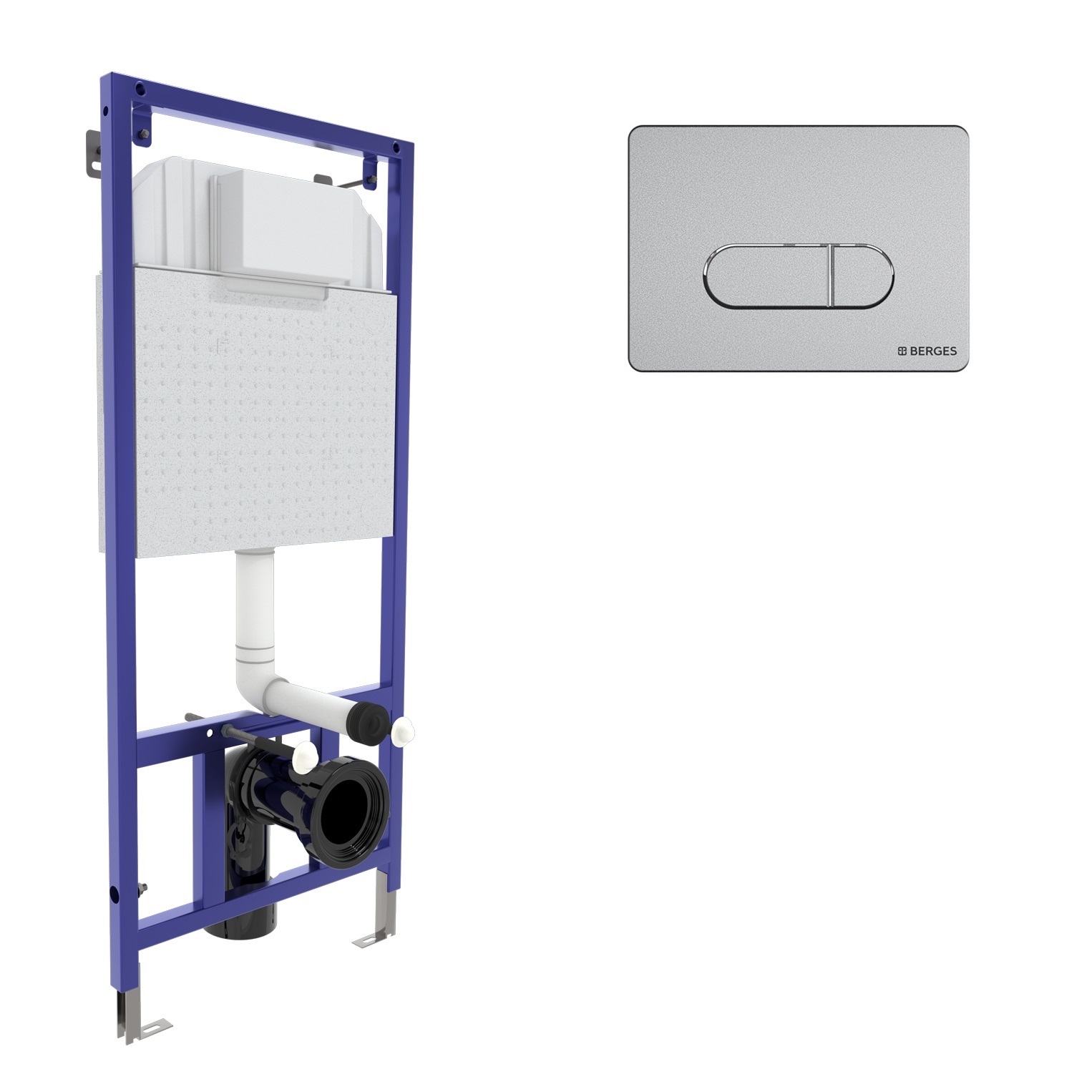 Инсталляция  для скрытого монтажа унитаза NOVUM кнопка D2 хром матовый, BERGES