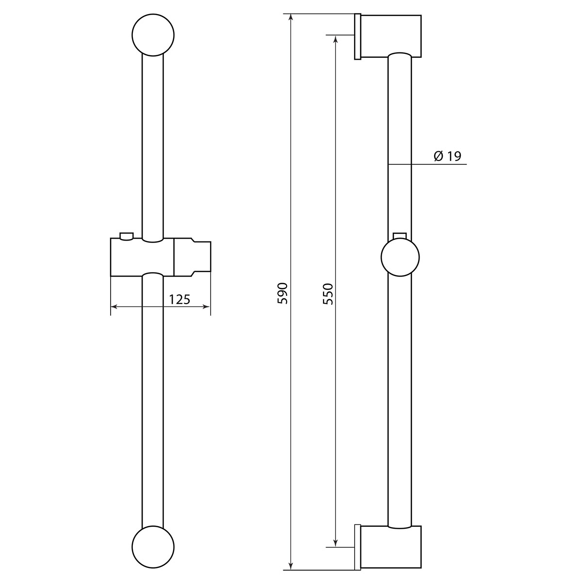 Штанга для душа СЛАВЕН СЛ-ЗП-045 высота 550 мм, диаметр 19 мм, хром