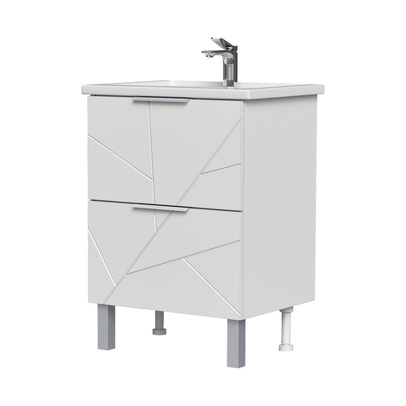 Тумба Twing 60, напольная, 2 ящ., белый (под раковину Фостер 60), VOLNA