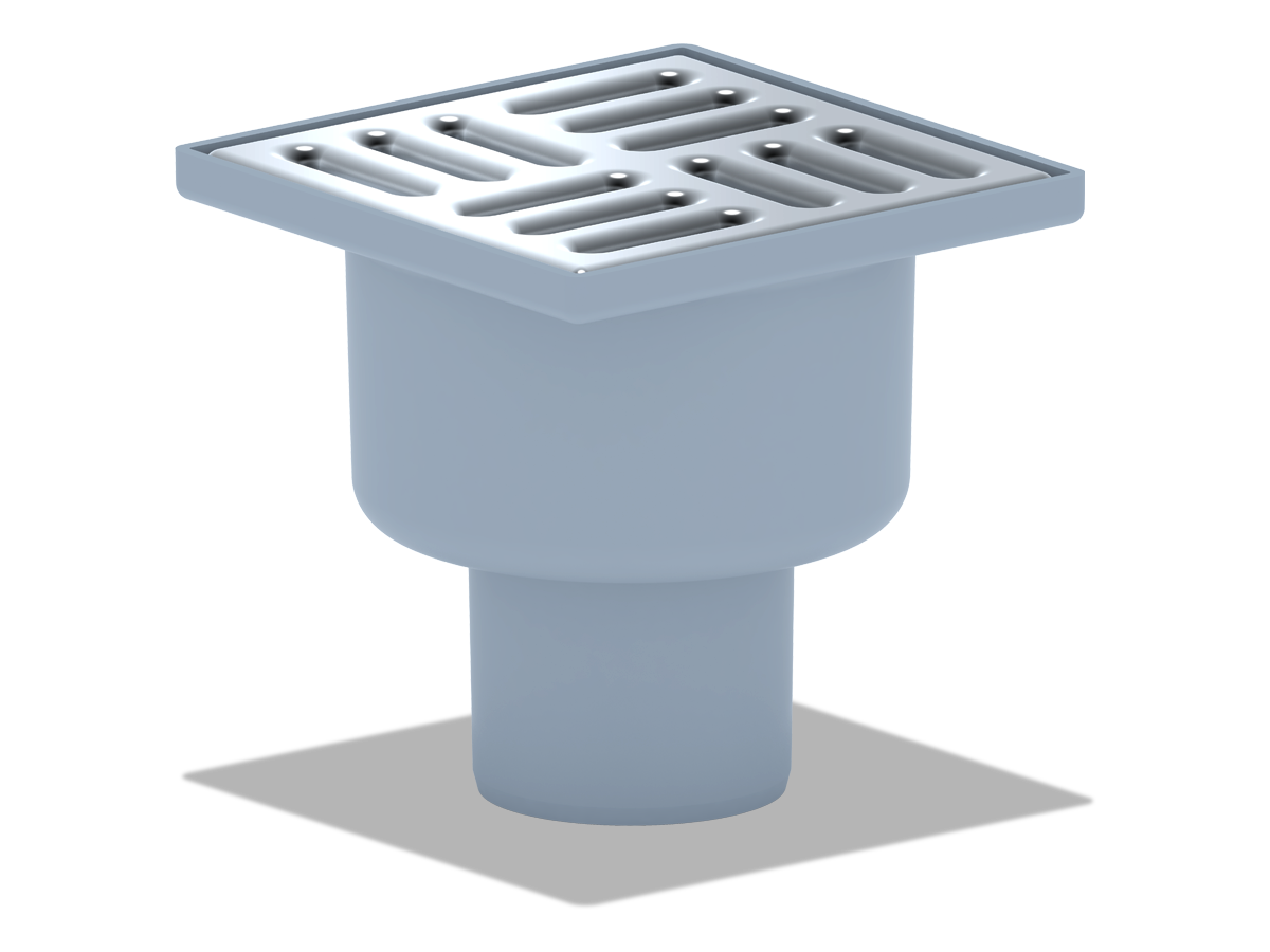 Трап вер.вып. 50 н/рег.с решеткой из нержавеющей стали 10x10, ANI PLAST