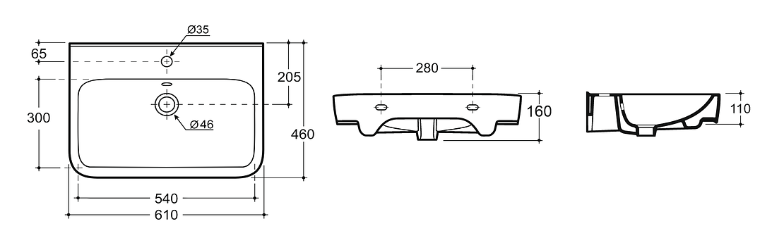Раковина КЕРАМИН СКВЭА 60 белый глянец CDB00024894 (4810531140030)