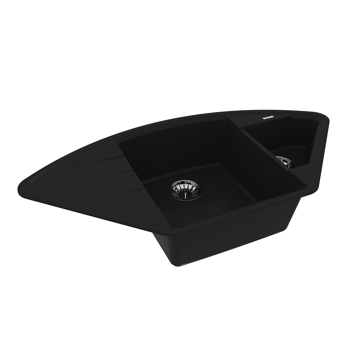 Кухонная мойка Lemark IRKANA 980 врезная угловая с доп. чашей и крылом из кварцгранита, Антрацит 