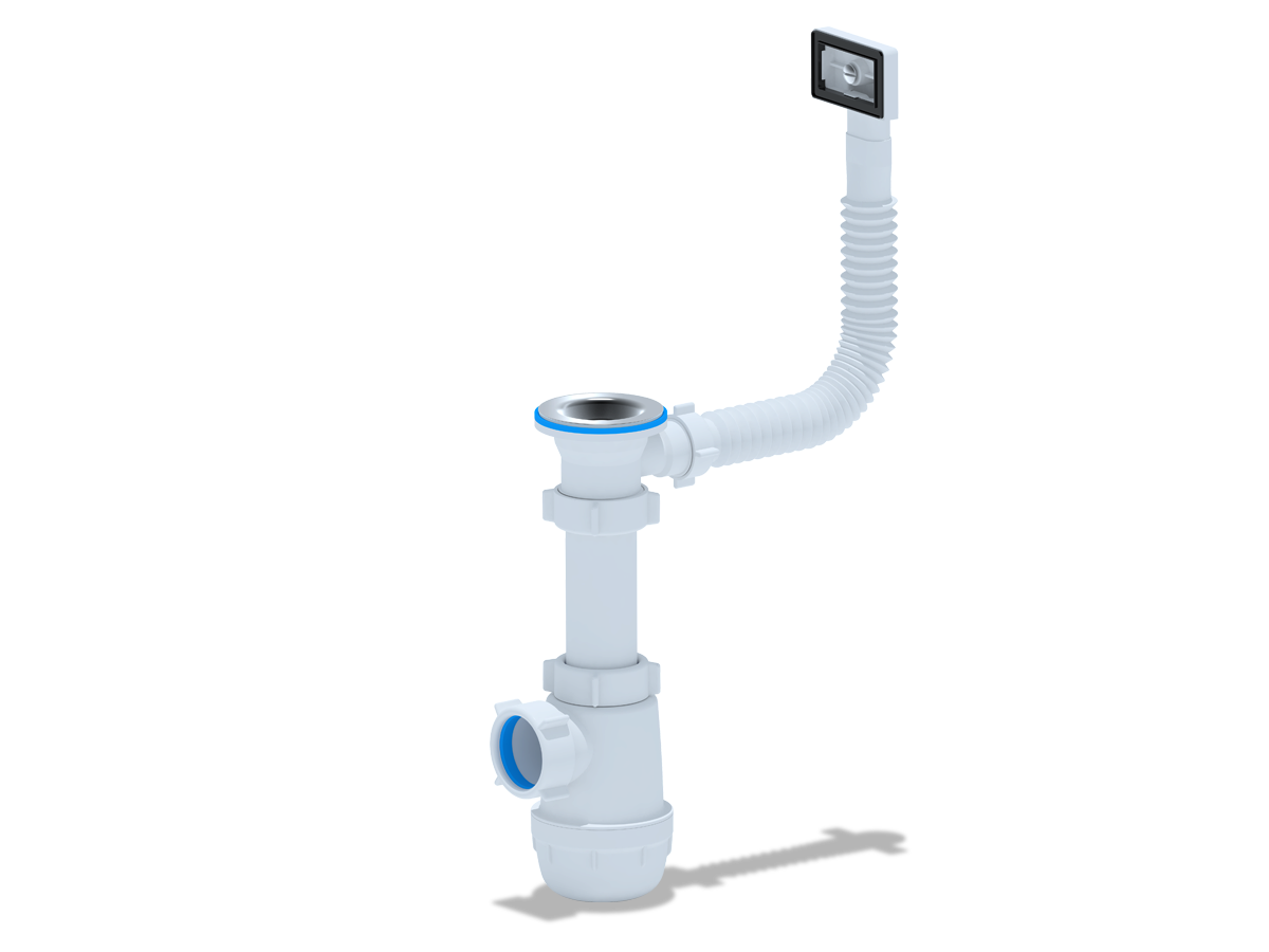 Сифон для мойки АНИ Пласт Грот A0140S 1 1/2 дюйма 40 с гибким переливом