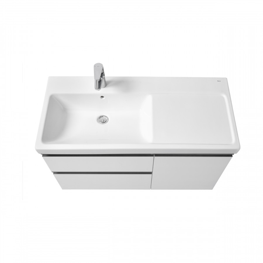 DOMI Тумба под раковину Gap Plus 100, 2 ящ., 1 дв., белый глянец, левая, ROCA