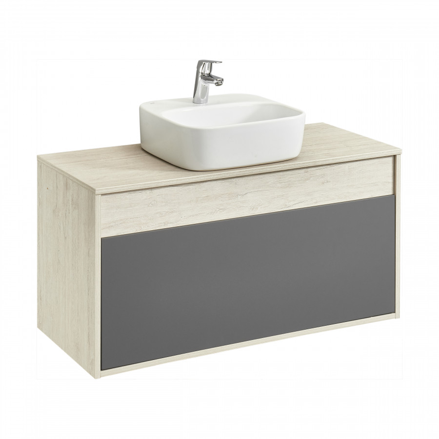 Тумба ЛОФТ УРБАН 100, серый графит, дуб орегон (под раковину MILA 40, MILA 35)