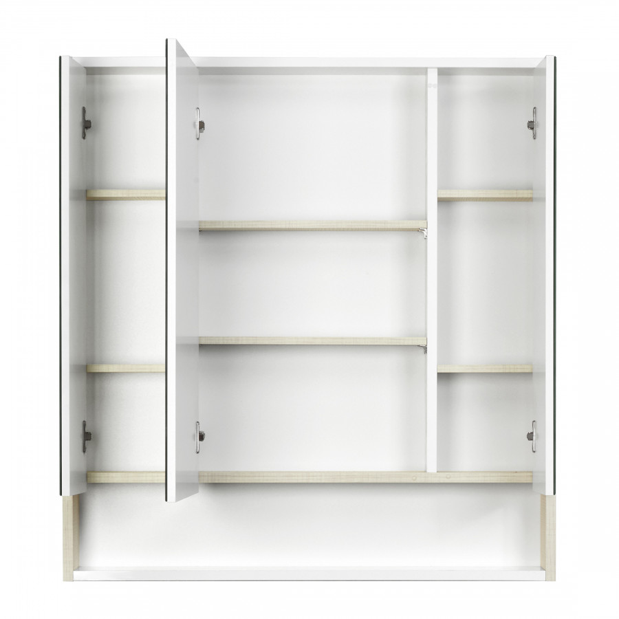 Зеркальный шкаф РИКО 80, белый, ясень фабрик