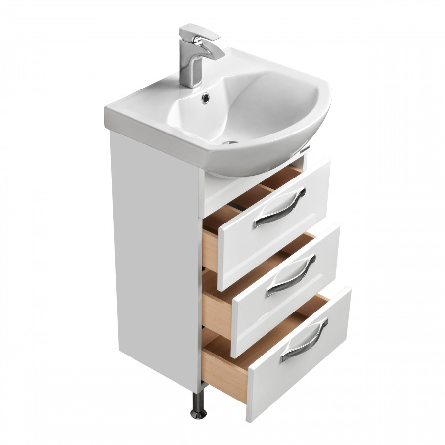 Тумба АРИЯ 50 Н, белая (под раковину СМАЙЛ 50)