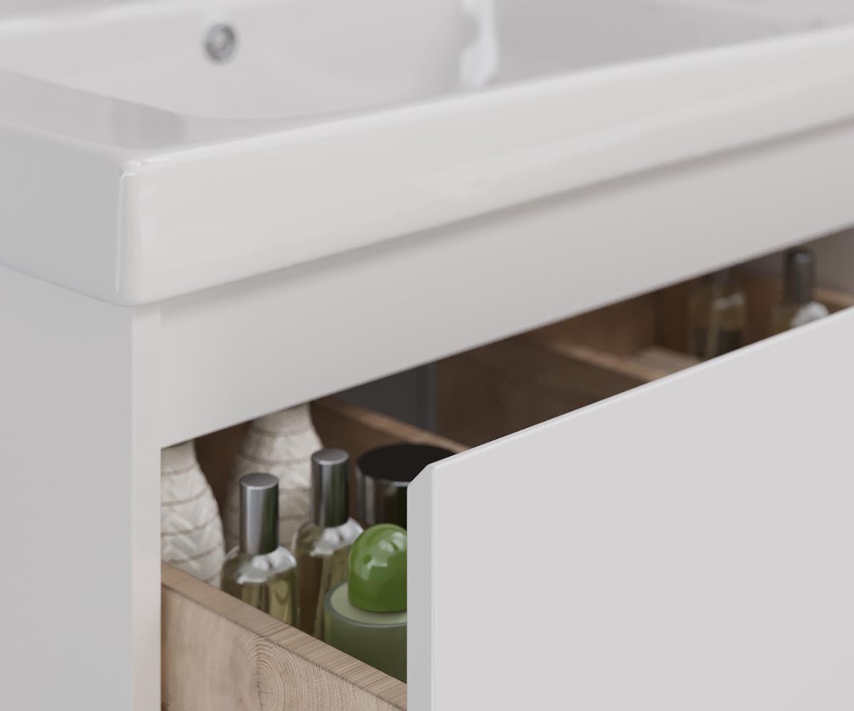 Тумба Lemark COMBI 125 см под 2 раковины, подвесная/напольная,4 ящика, цвет корпуса, фасада: Белый г