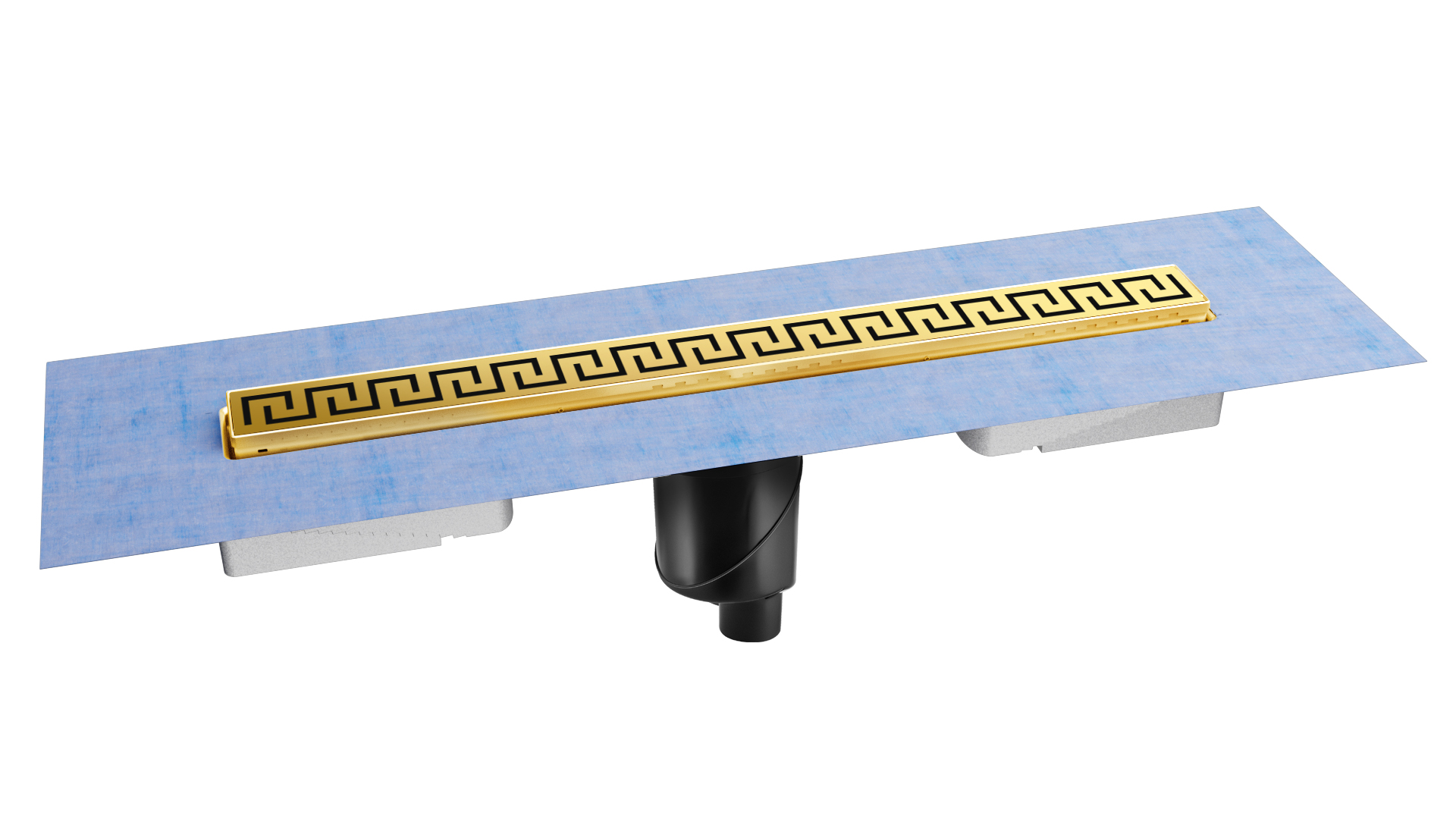 Желоб водосток В1 ANTIK 500, золото глянец, S-сифон D50/105 H50 вертикальный, BERGES