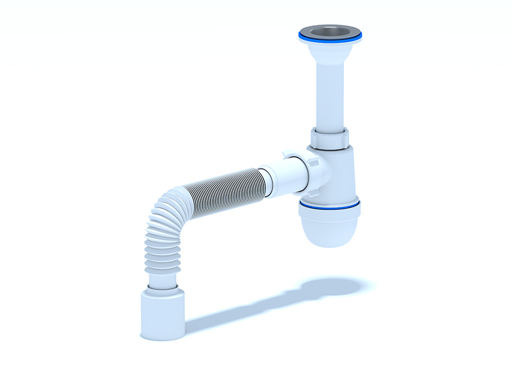 Сифон для мойки АНИ Пласт C0510 1 1/2 дюйма 40 с литым выпуском и гибкой трубой 40х50