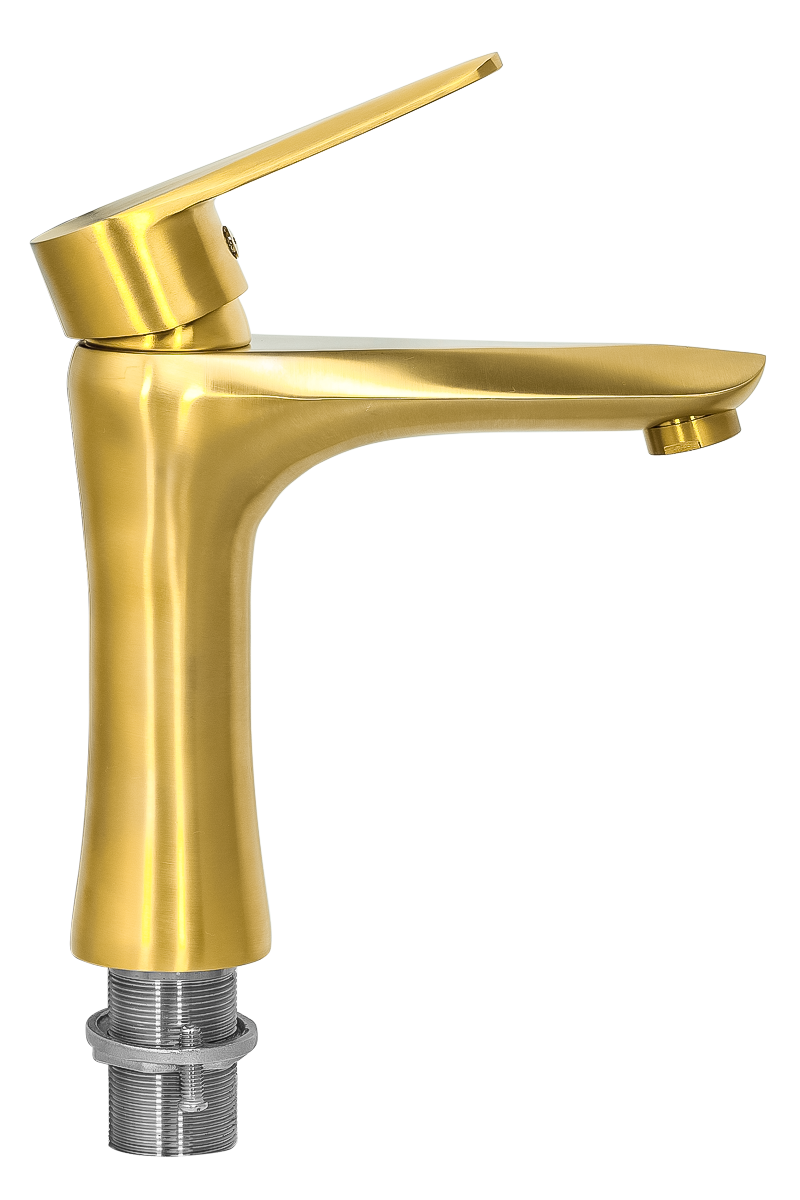 Смеситель для раковины ПРОФСАН ПСМ-303-5 STEEL нержавеющая сталь AISI-304 тип См-УмОЦБА Золото