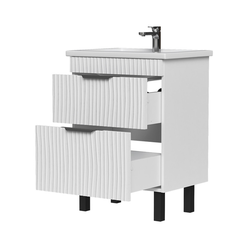 Тумба Lotti 60, напольная 2 ящ., белая (под раковину Миранда 60), VOLNA