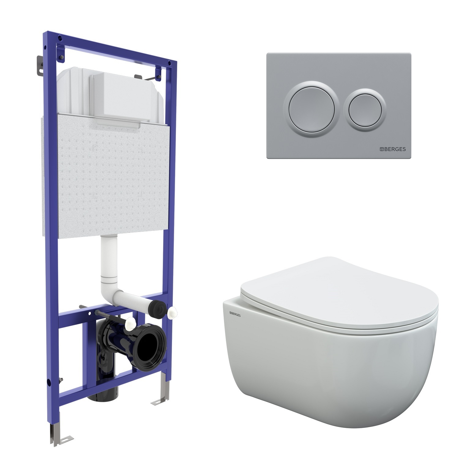 Комплект для монтажа  подвесного унитаза: инсталляция NOVUM525, кнопка О2 матовый хром, унитаз VENTA