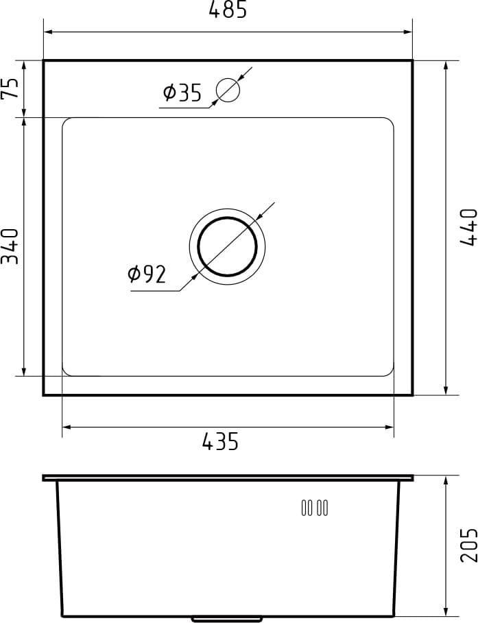 GranFest METAL (5045) Мойка нерж.1 чаша 500*450*215 мм 
