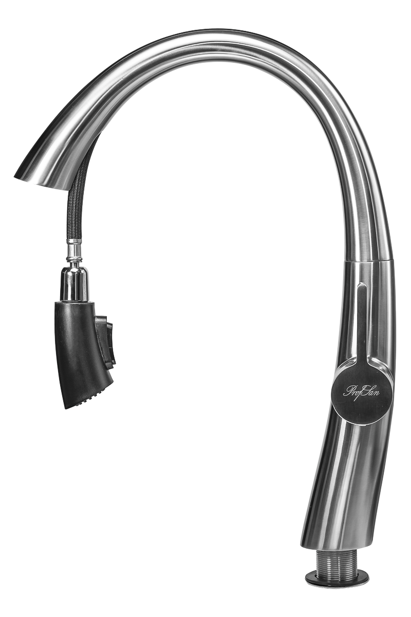 Смеситель для кухни ПРОФСАН ПСМ-300-9 STEEL нержавеющая сталь AISI-304 с выдвижной лейкой тип См-МОЦ