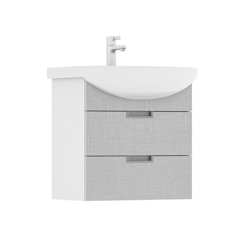 Тумба Vario 60, подвесная, 2 ящ., цемент/белый (под раковину Балтика 60), VOLNA