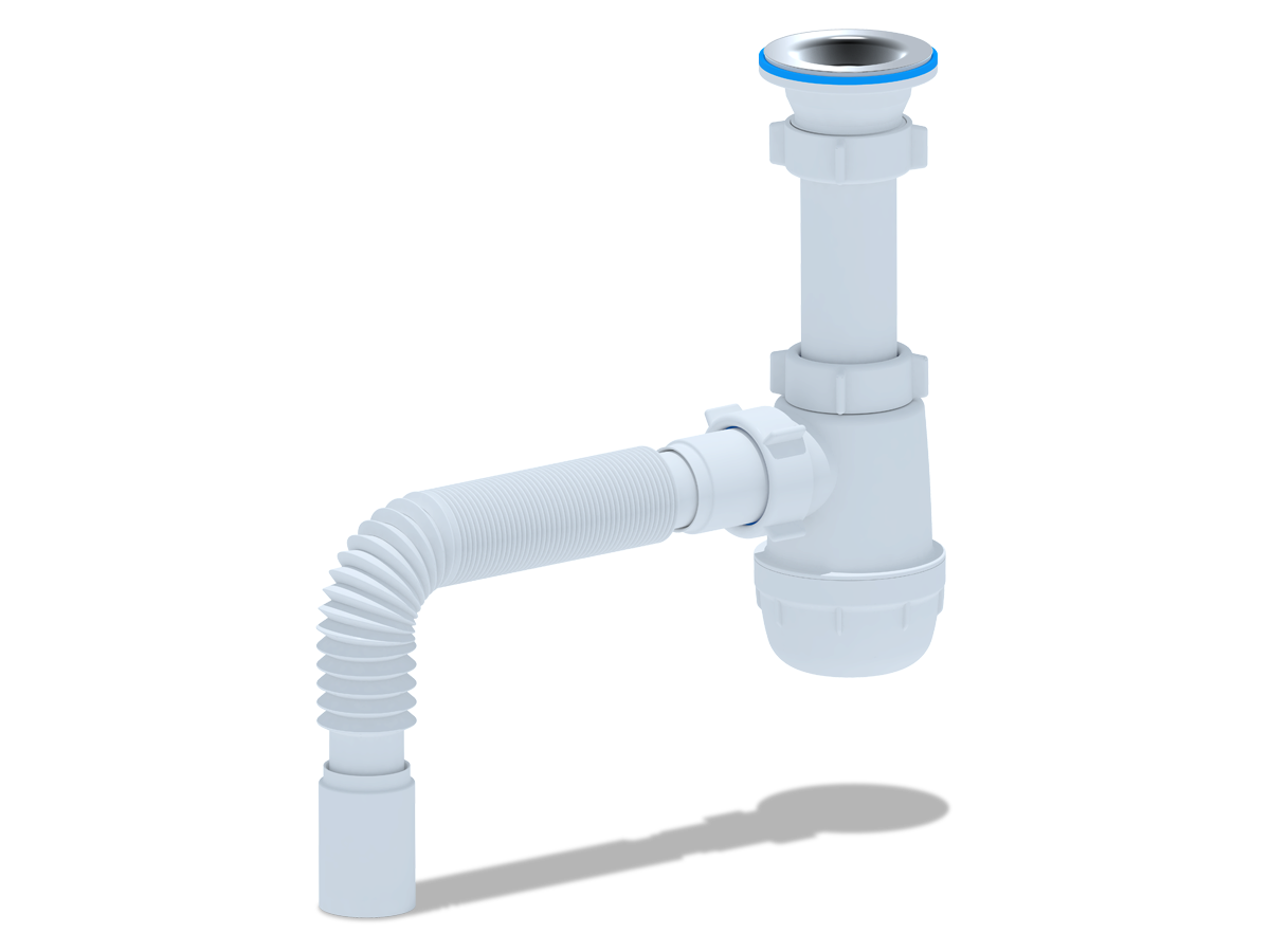 Сифон для мойки АНИ Пласт Грот A0105 1 1/2 дюйма 40 c гибкой трубой 40х40