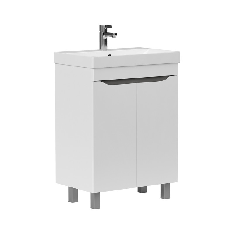 Тумба Lake 60, напольная, 2 дв., белый/серый оникс (под раковину 9696-60), VOLNA