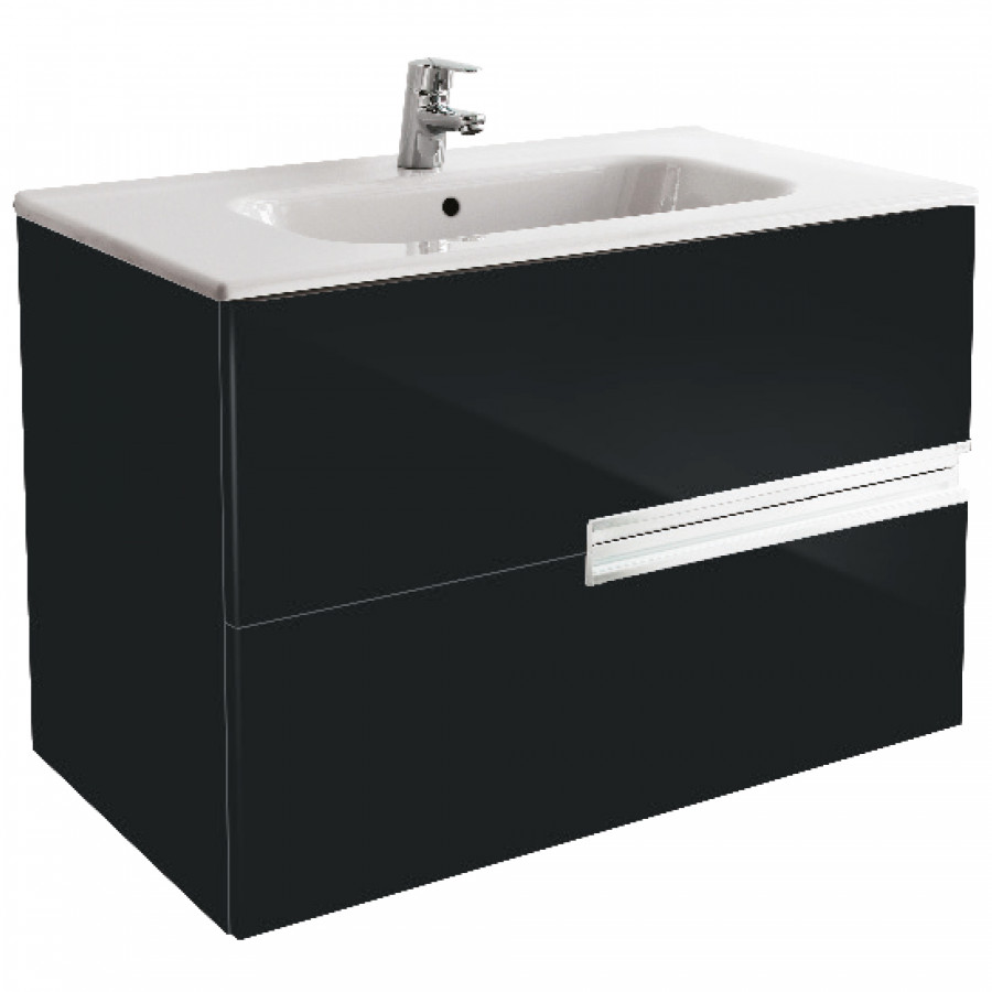VICTORIA NORD Black Edition Тумба под раковину VICTORIA 80, черный глянец, ROCA
