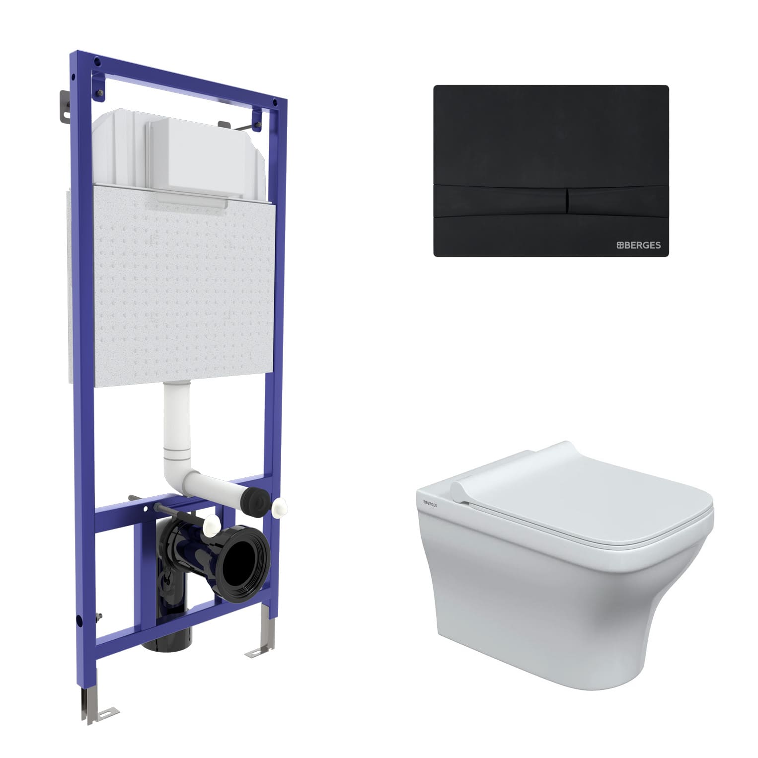 Комплект: инсталляция NOVUM кнопка F5 черная Soft Touch, унитаз Strati Rimless, сиденье дюропласт St