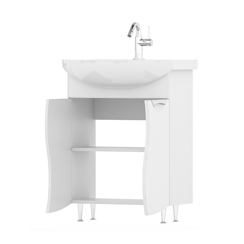 Тумба Adel 60, напольная, 2 дв., белая (под раковину Балтика 60), VOLNA