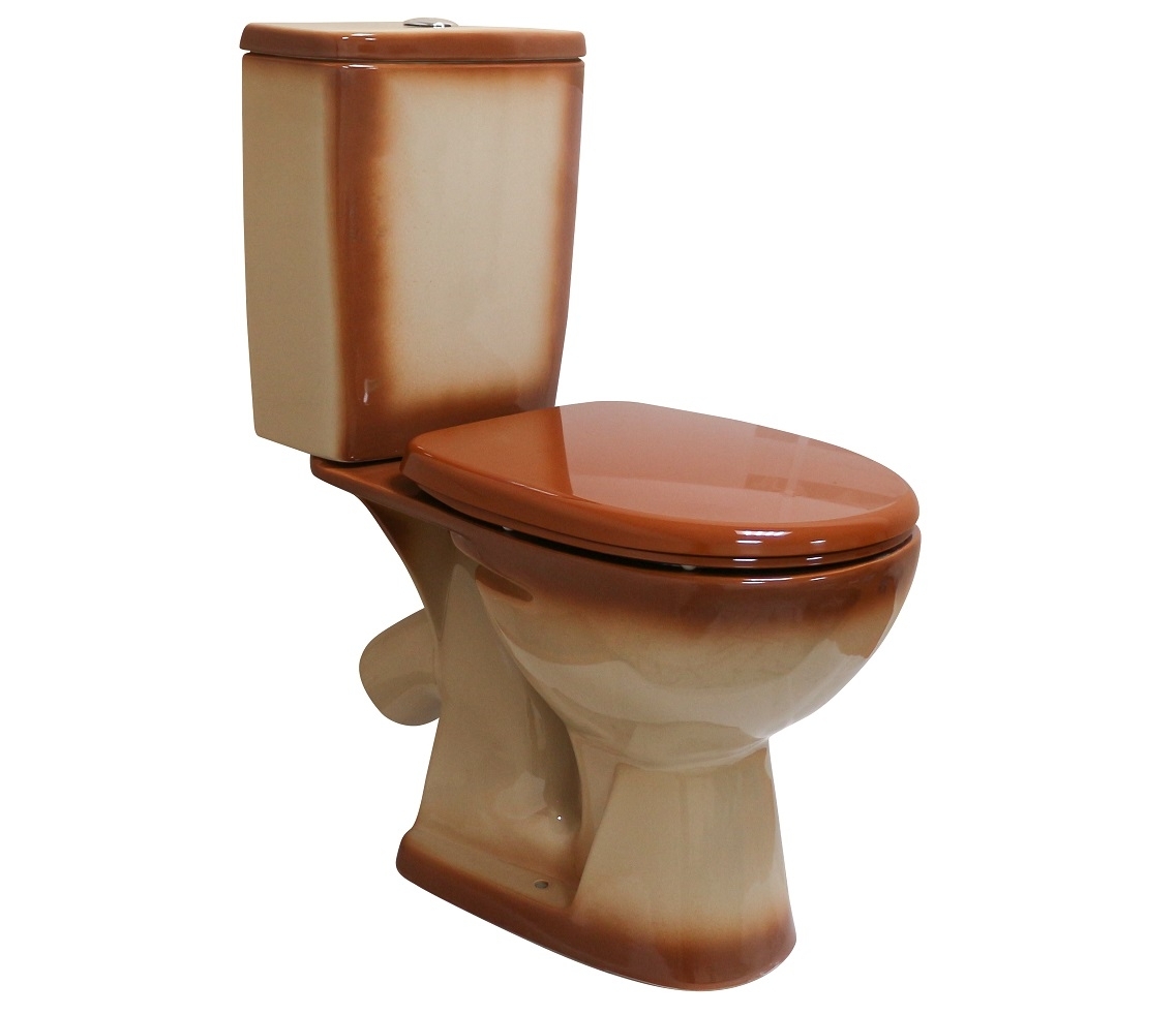 УЮТ  Унитаз-компакт, косой выпуск, 2-х реж.арм-ра Инкоэр, сид.п/п Уклад, коричневый декор, ROSA