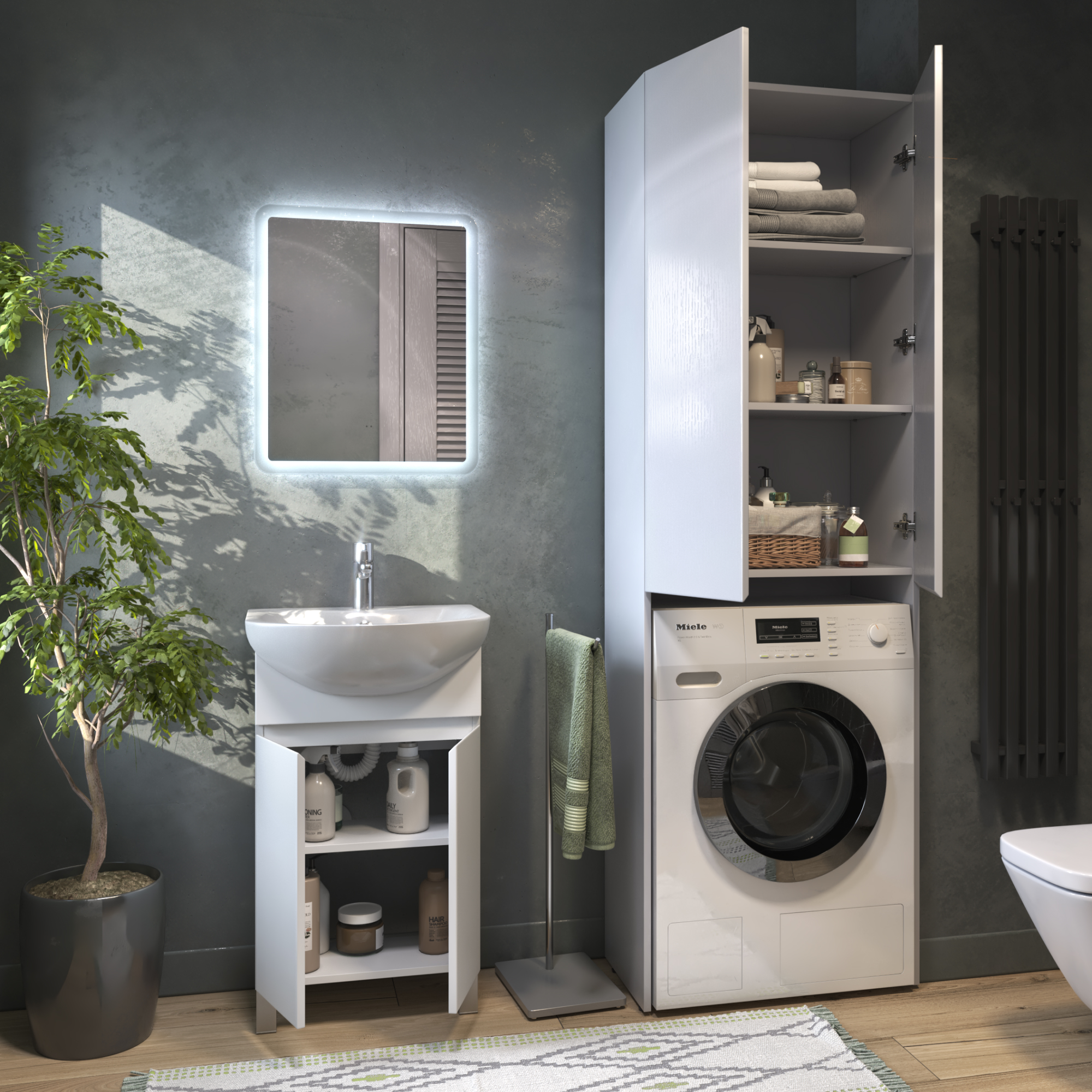 Шкаф для стиральной машины VIGO Wing 64 напольный белый (shnr.WIN.64.2D белый)